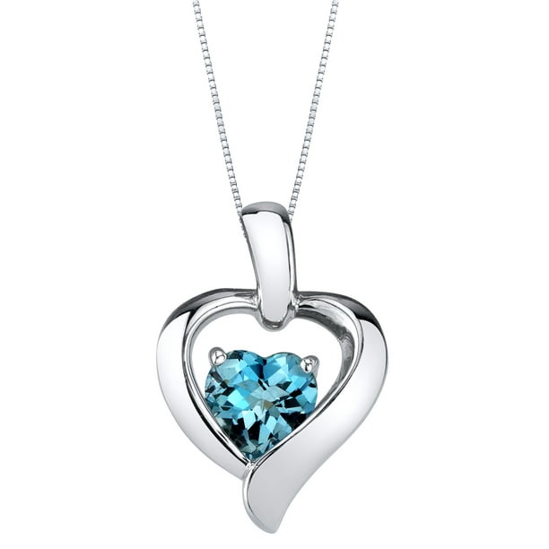 Natural Blue Mystic Topaz Heart Bezel Pendant .925 Sterling Silver Rhodium Finish 